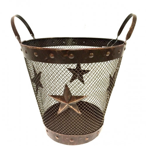 14" STAR WASTE BASKET BUCKET WESTERN HOME DECOR METAL NEW ART #EH12045