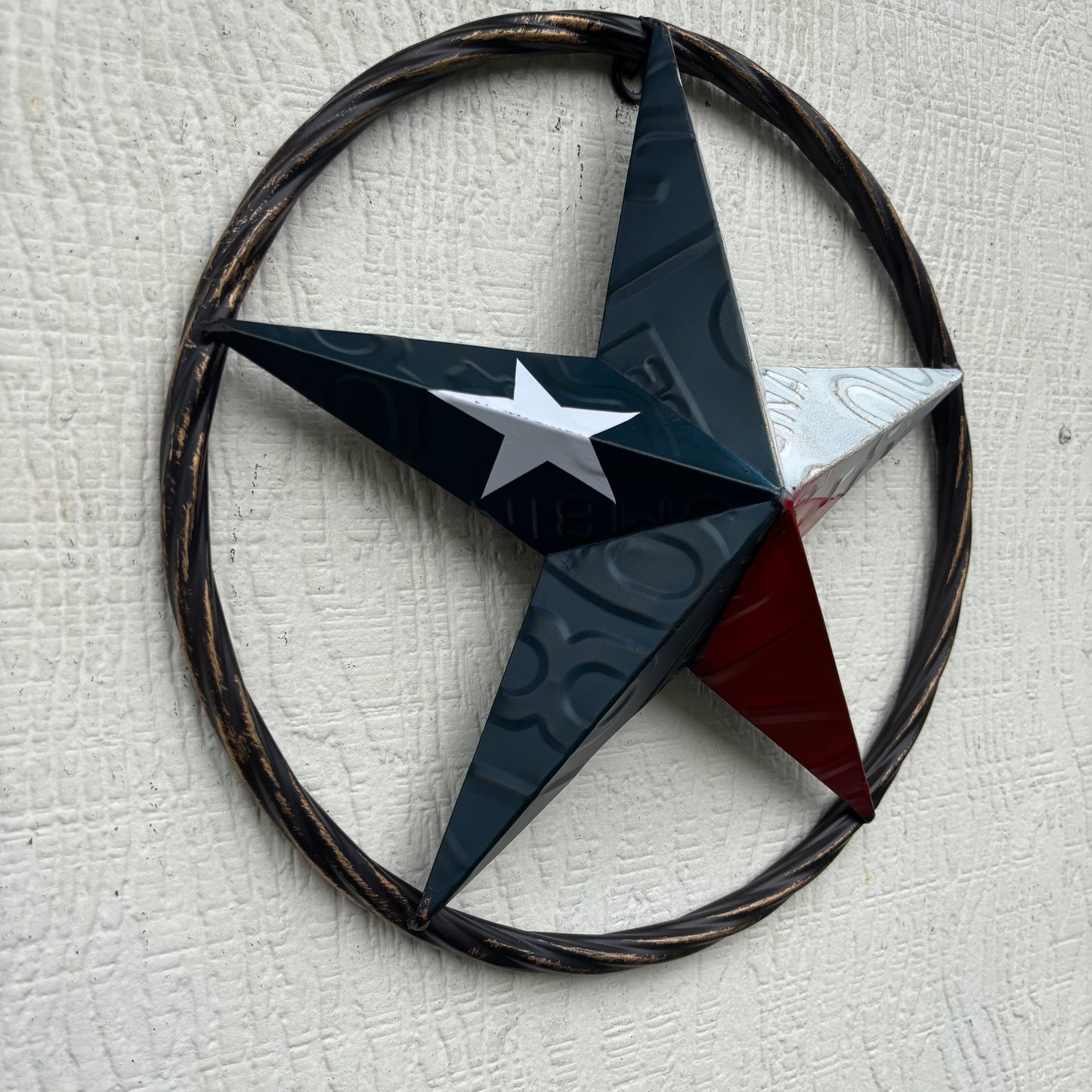 RED WHITE BLUE LICENSE PLATE METAL BARN LONESTAR WESTERN HOME DECOR HANDMADE EH13325