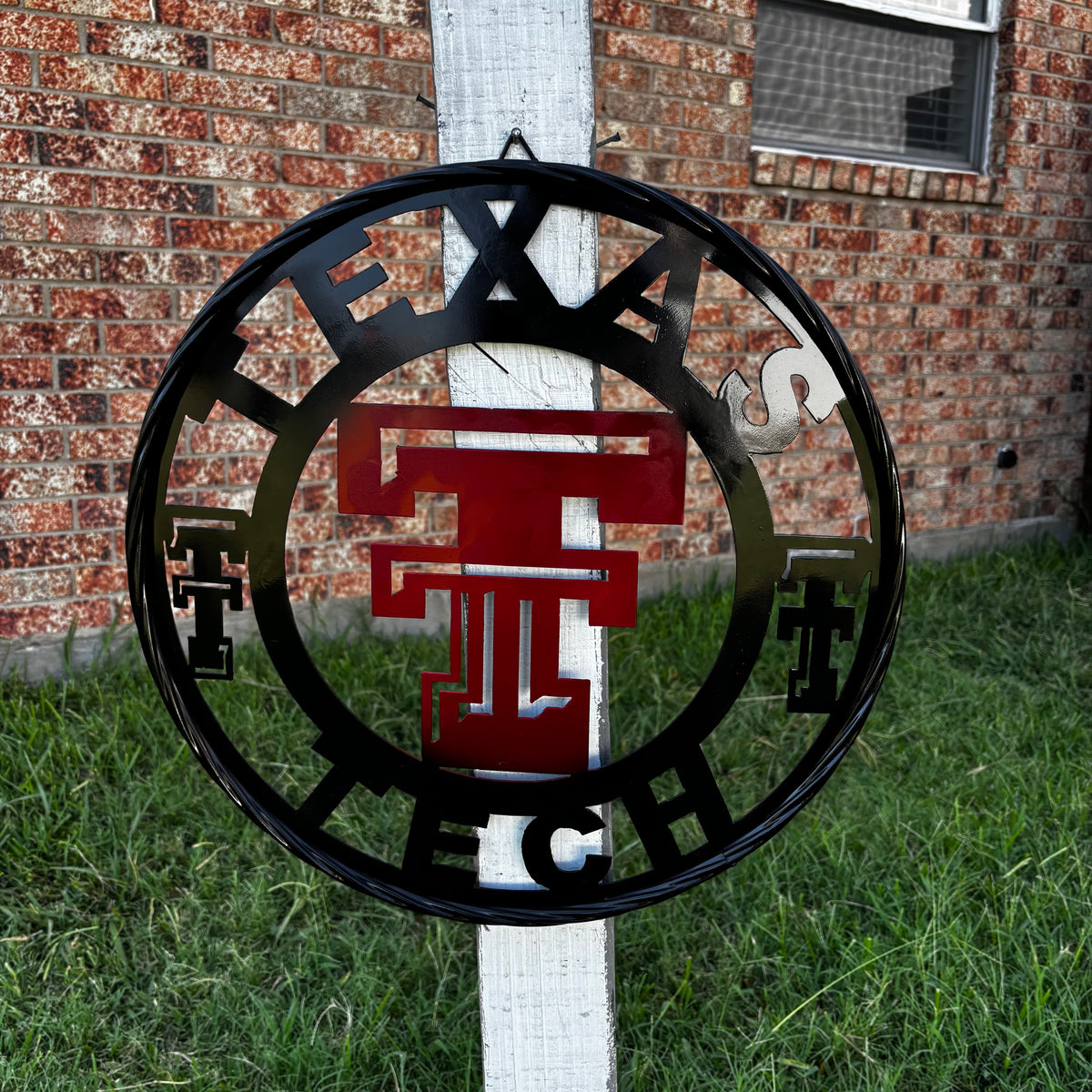 TEXAS TECH CUSTOM METAL VINTAGE CRAFT SIGN WESTERN HOME DECOR HANDMADE 12",18",24",32",36"