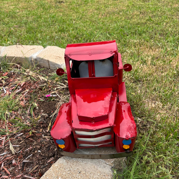 USA FLAG TRUCK 24" PICKUP PATRIOTIC TRUCK RED WHITE TAIL DOWN METAL GARDEN ART FIGURINE WESTERN HOME DECOR HANDMADE #EH12855