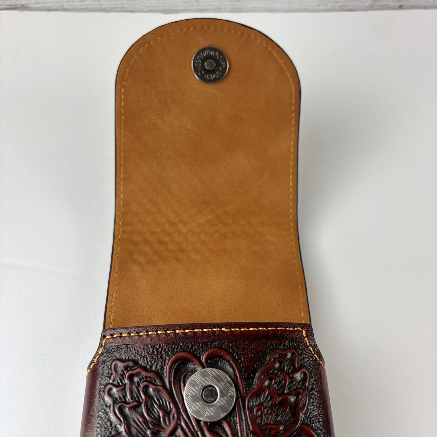 7" PLAIN FLORAL LEATHER HOLSTER BROWN STAR POUCH EXTRA LARGE  BELT LOOP CELL PHONE CASE UNIVERSAL OVERSIZE