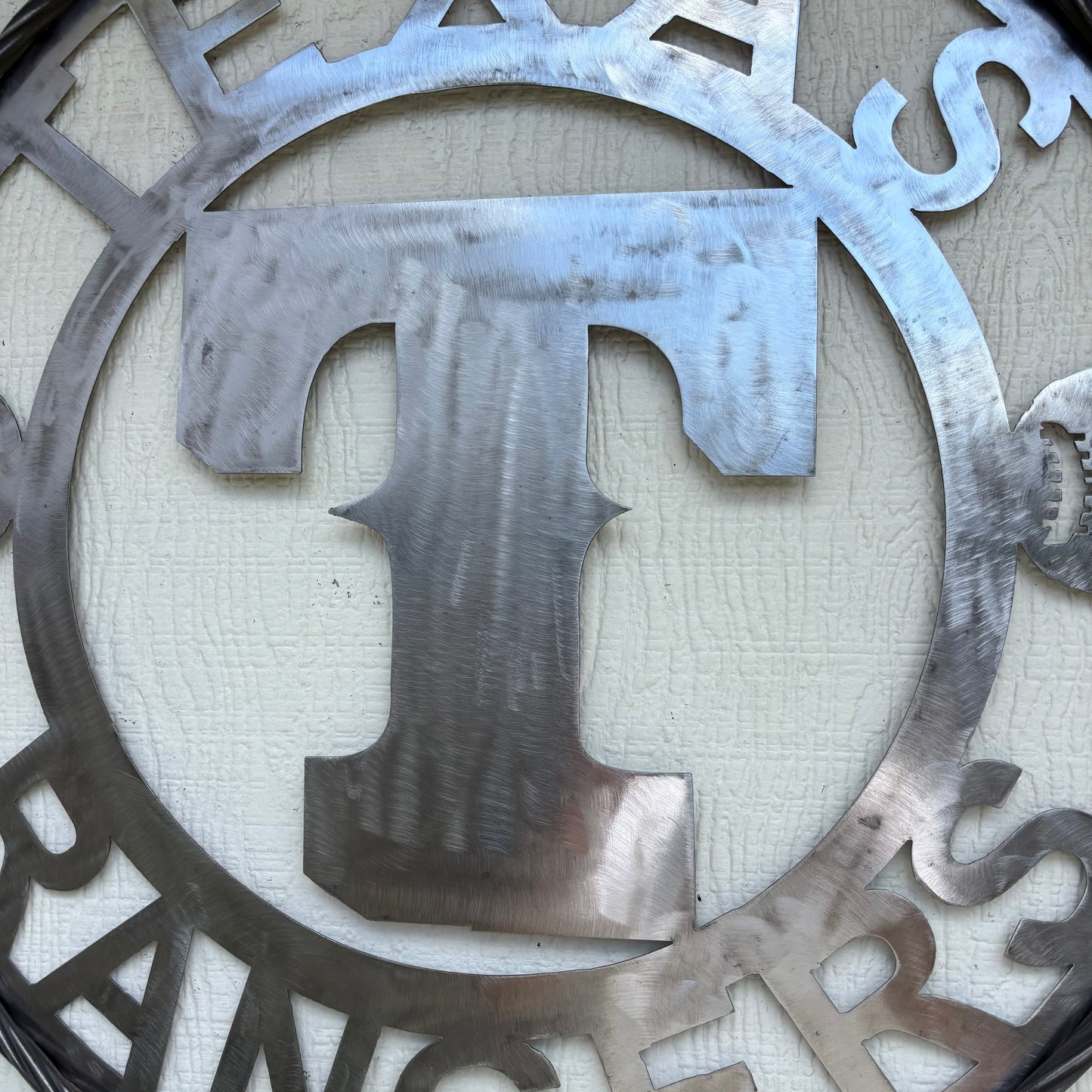TEXAS RANGERS CUSTOM RAW METAL VINTAGE CRAFT TEAM SIGN TWISTED ROPE RING HANDMADE