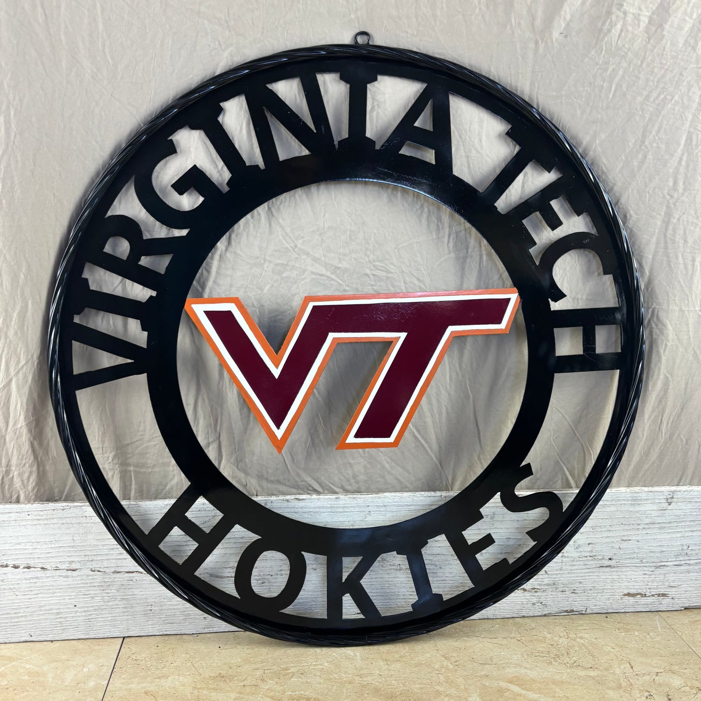 VIRGINIA TECH CUSTOM MAROON WHITE ORANGE METAL VINTAGE CRAFT SIGN TEAM HANDMADE TO ORDER