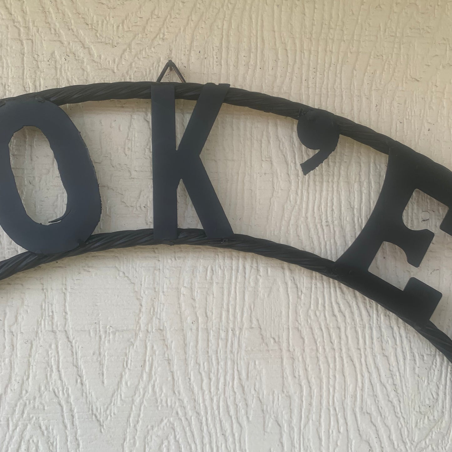 HOOKEM HORNS WITH LONE STAR TEXAS LONGHORNS HOOK EM BLACK METAL CUSTOM VINTAGE CRAFT WALL ART TEAM SIGN HANDMADE