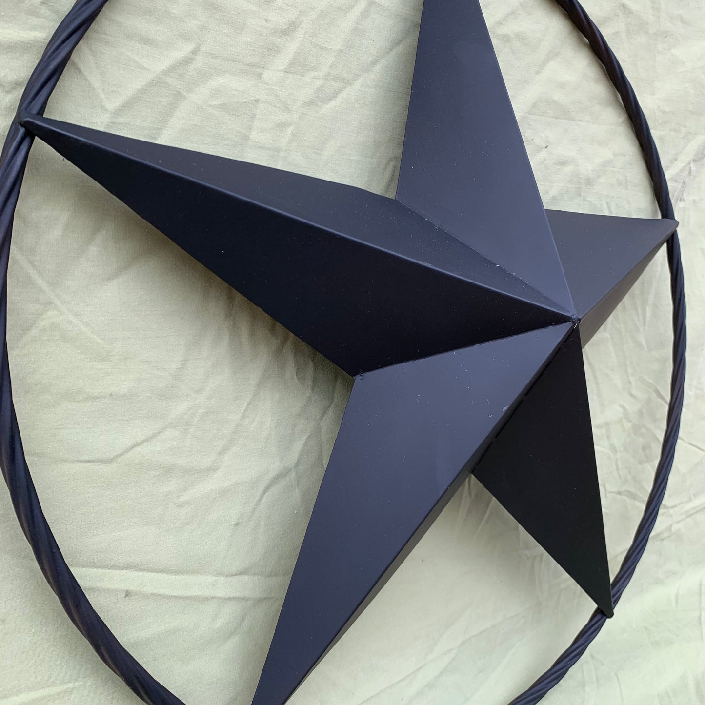 RUSTIC BLACK BARN STAR 3d TWISTED ROPE RING WESTERN HOME DECOR HANDMADE NEW 3" TO 72"-#EH10608