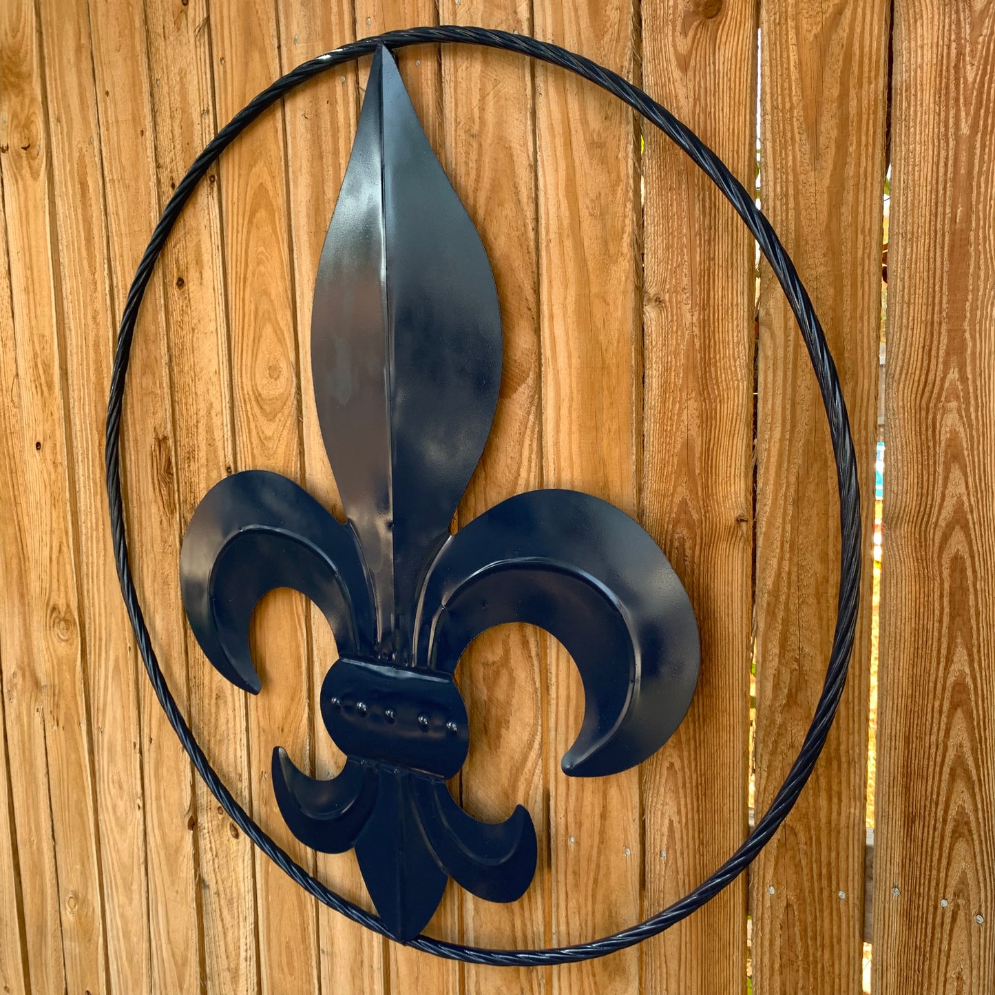 NAVY BLUE 24",36" FLEUR DE LIS METAL WALL ART SIGN WESTERN HOME DECOR HANDMADE NEW #EH10764
