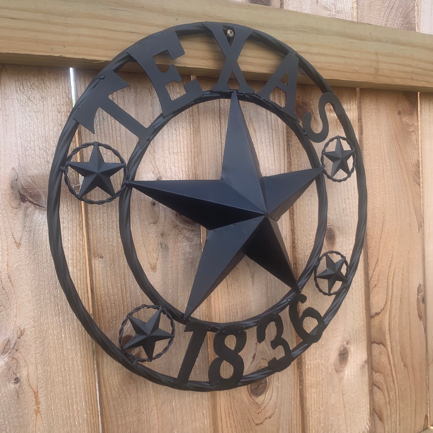 TEXAS 1836 BLACK BARN STAR METAL LONESTAR WESTERN HOME DECOR HANDMADE NEW 16",24",36",50"