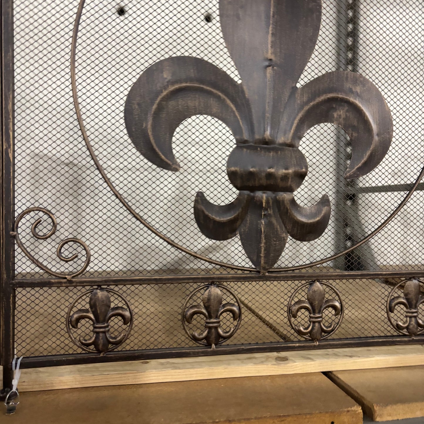 FLEUR DE LIS METAL FIREPLACE SCREEN 39" X 32.25" WESTERN HOME DECOR HANDMADE #EH80006