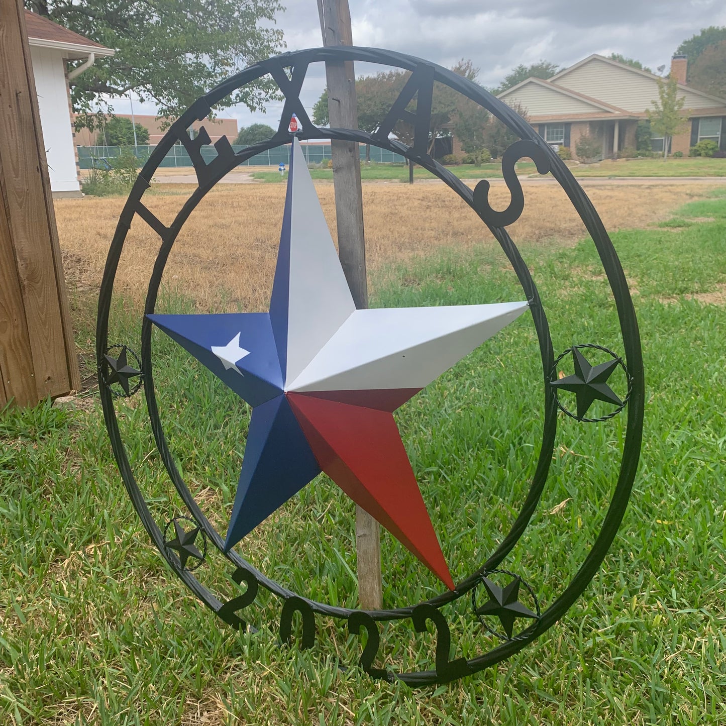 TEXAS 2022 STYLE CUSTOM NAME BARN STAR METAL LONESTAR 3d TWISTED BLACK ROPE RING WESTERN HOME DECOR   HANDMADE 24",32",36"