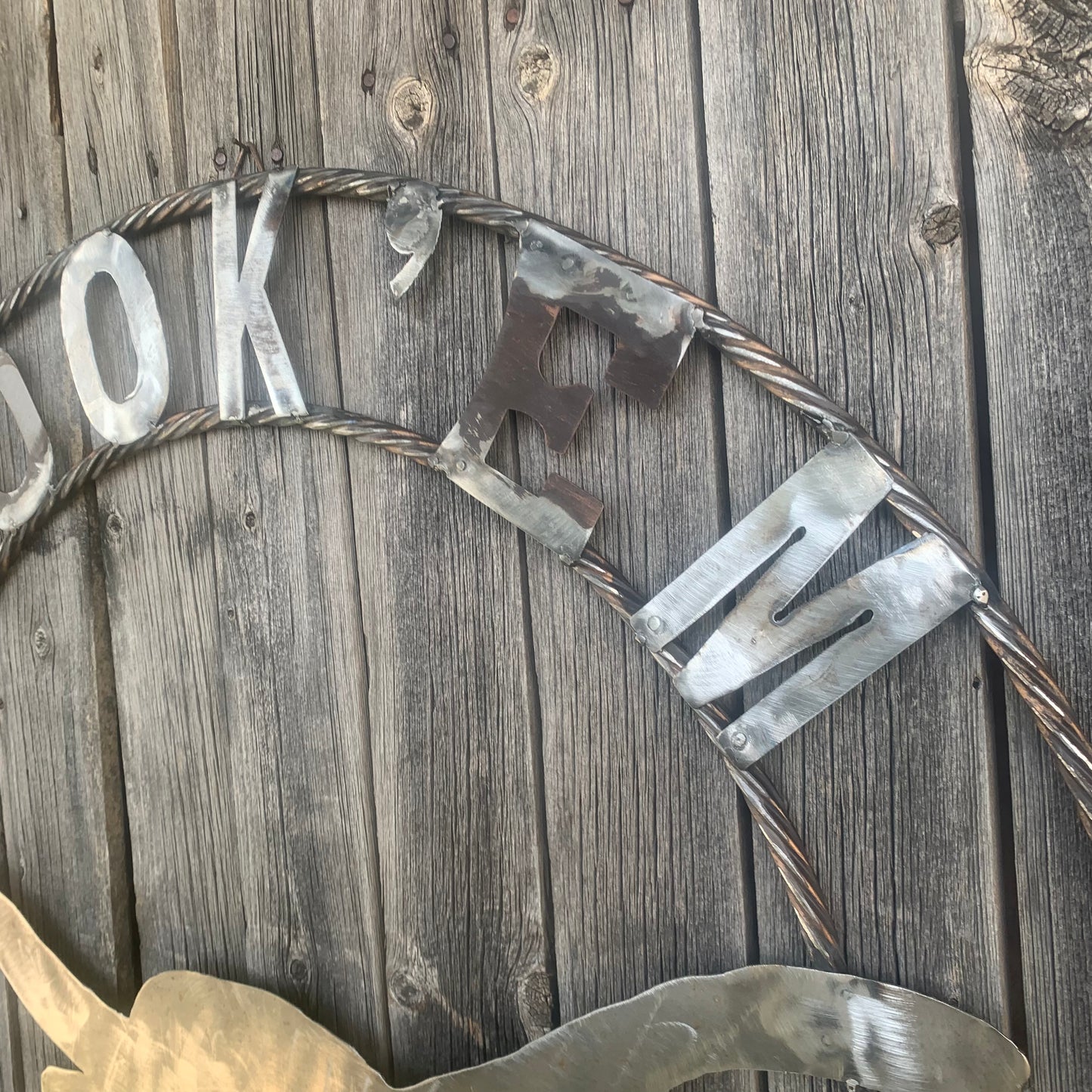 HOOKEM HORNS & LONE STAR TEXAS LONGHORNS HOOK EM RAW METAL UNPAINTED CUSTOM VINTAGE CRAFT WALL ART TEAM SIGN HANDMADE