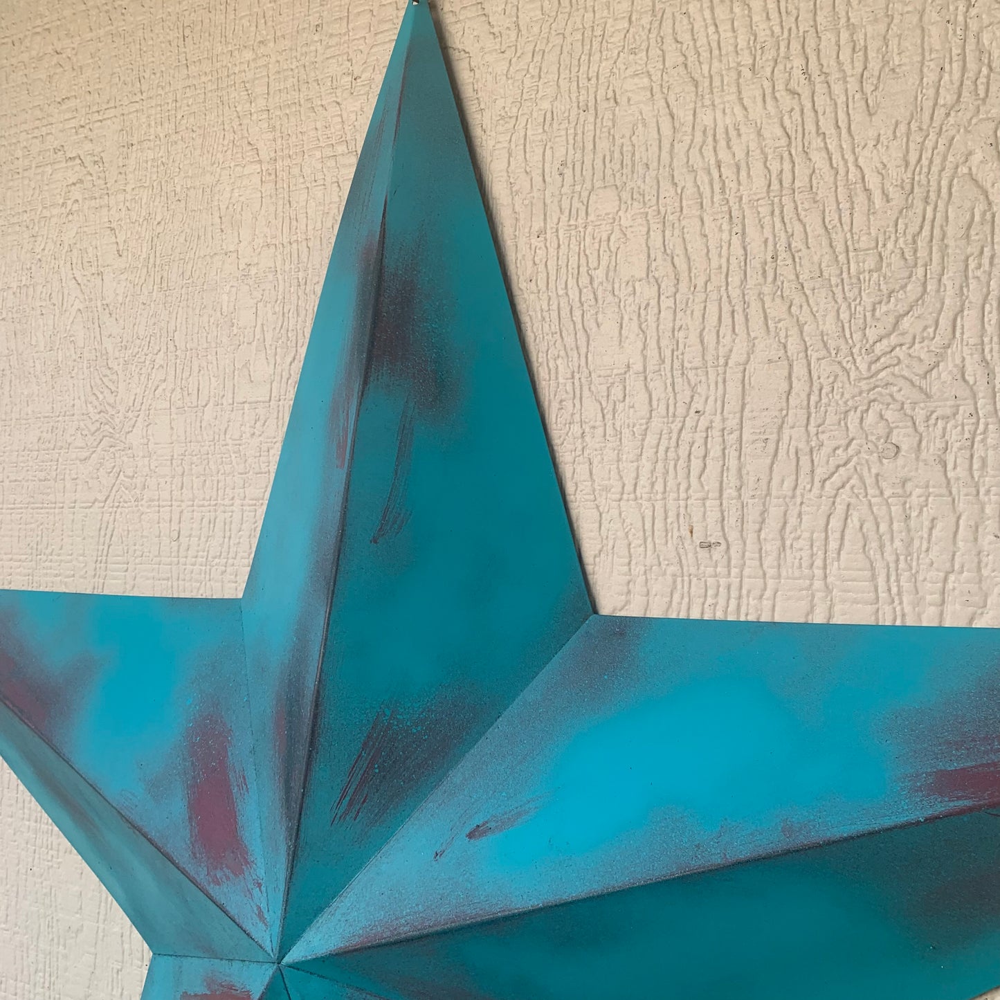 #EH10540 TURQUOISE DISTRESSED TWO TONE BARN STAR METAL ART WESTERN HOME DECOR HANDMADE NEW