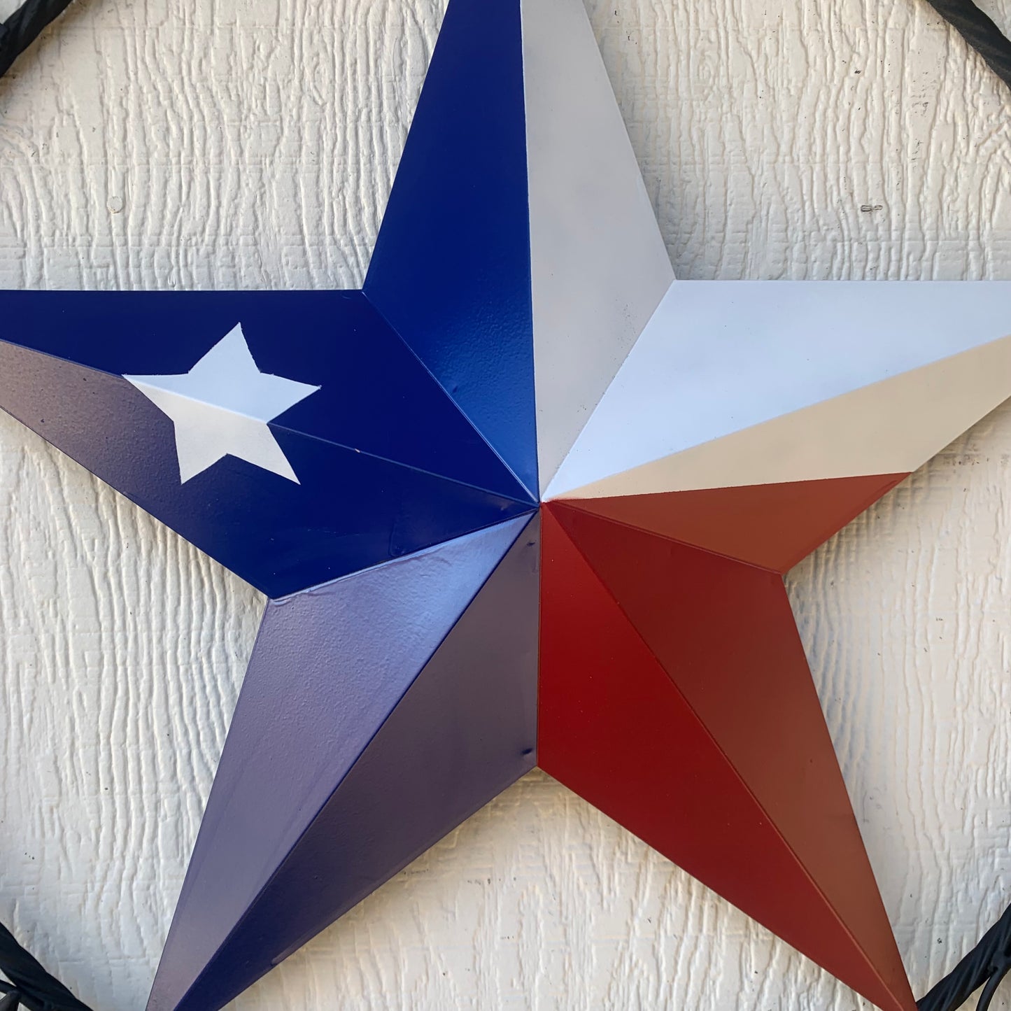 MORRISS TEXAS FLAG STYLE CUSTOM NAME STAR TWISTED ROPE BLACK RING WESTERN HOME DECOR HANDMADE