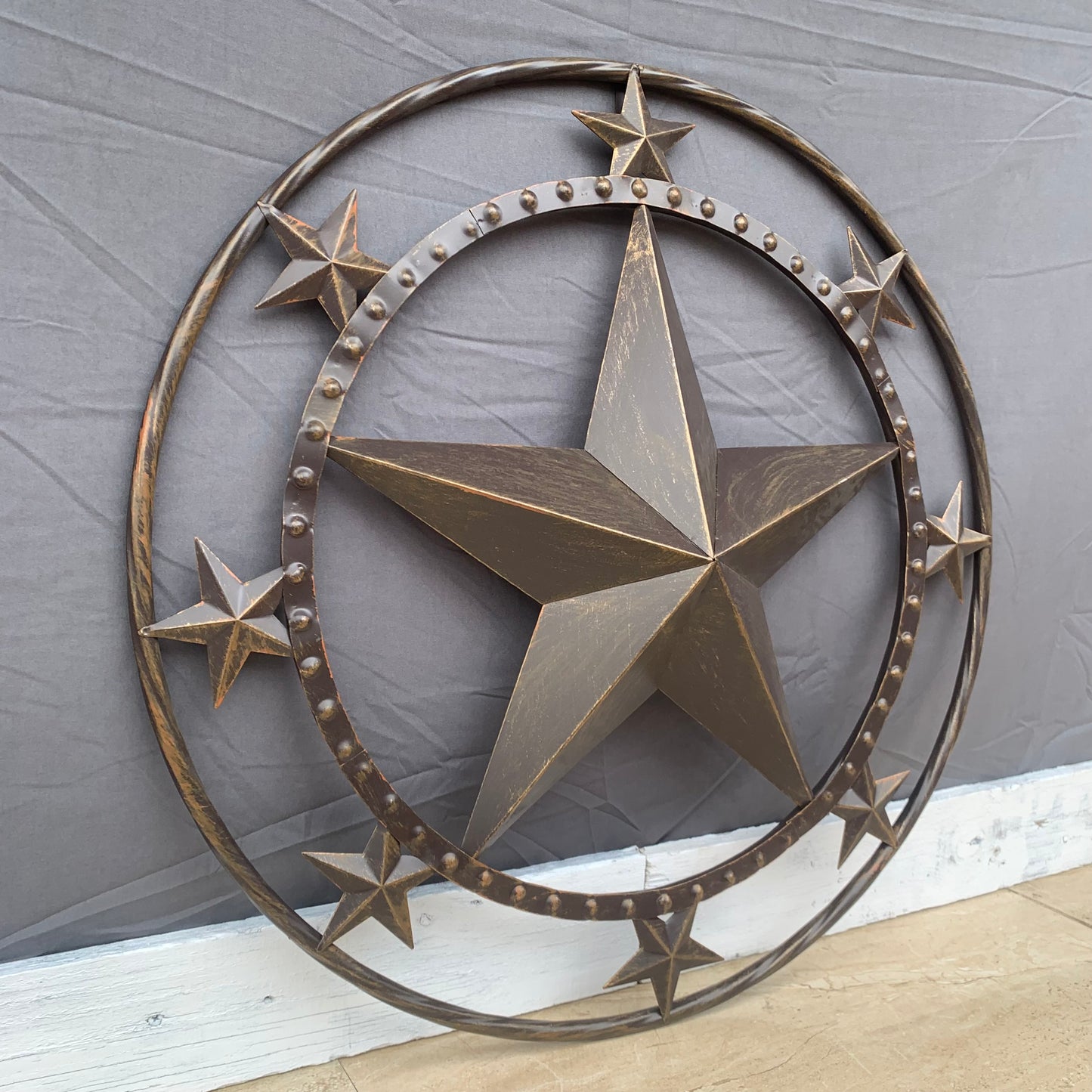 24" MULTI STAR BEADED COLIBROX BARN STAR METAL LONESTAR WESTERN HOME DECOR HANDMADE RUSTIC DARK BRONZE NEW