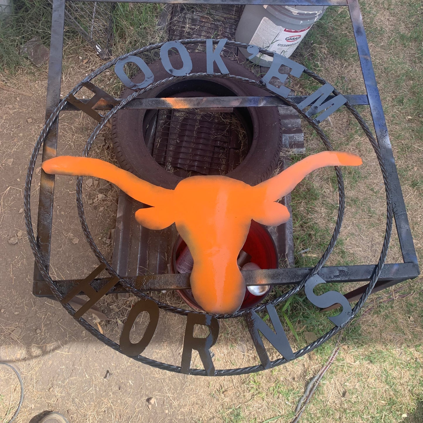 HOOKEM HORNS WITH LONE STAR TEXAS LONGHORNS HOOK EM METAL CUSTOM VINTAGE CRAFT WALL ART TEAM SIGN HANDMADE
