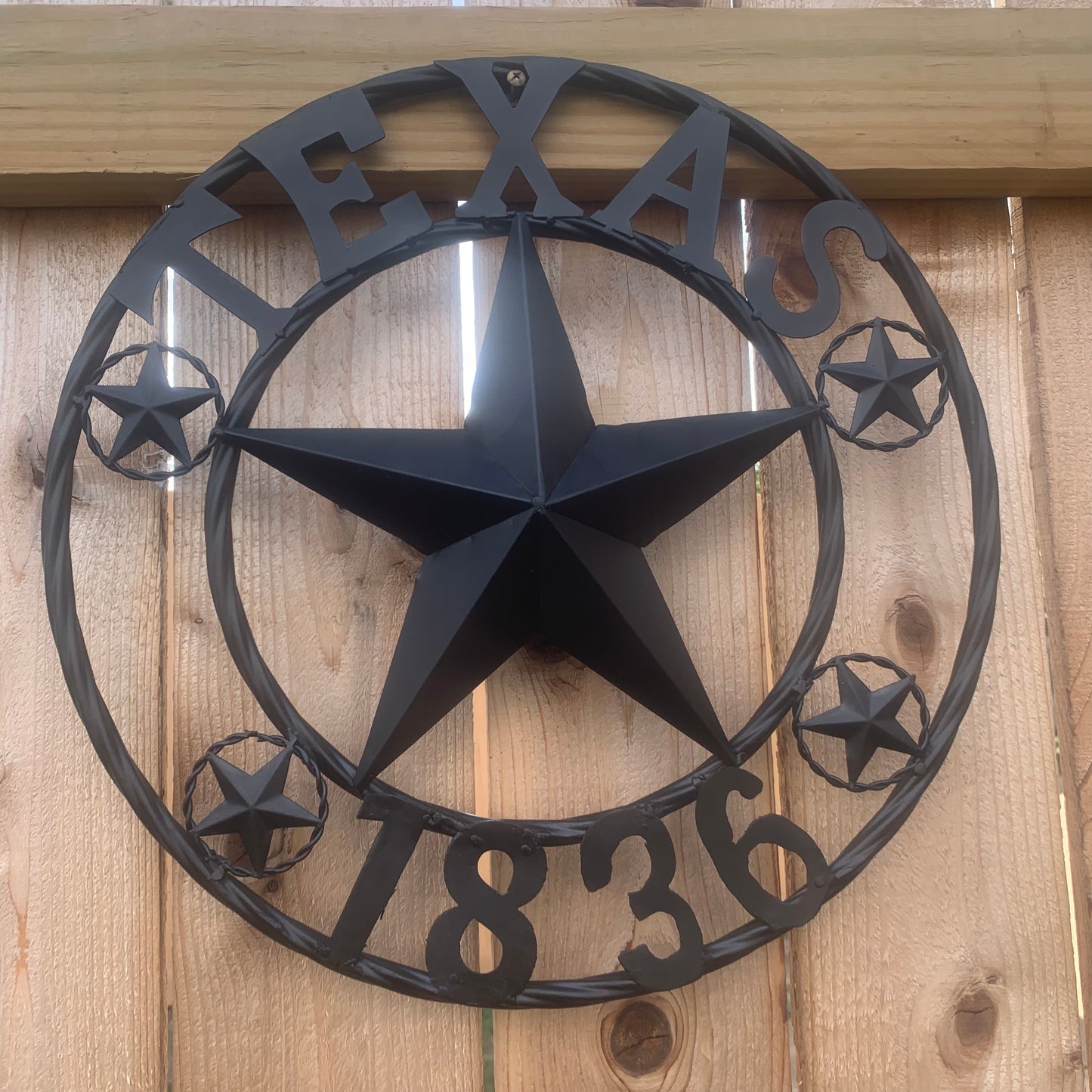 TEXAS 1836 BLACK BARN STAR METAL LONESTAR WESTERN HOME DECOR HANDMADE NEW 16",24",36",50"