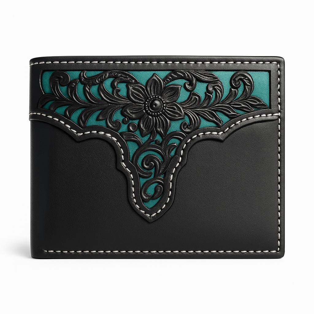 MEN'S WALLET GENUINE LEATHER BIFOLD WESTERN STYLE WALLET NEW