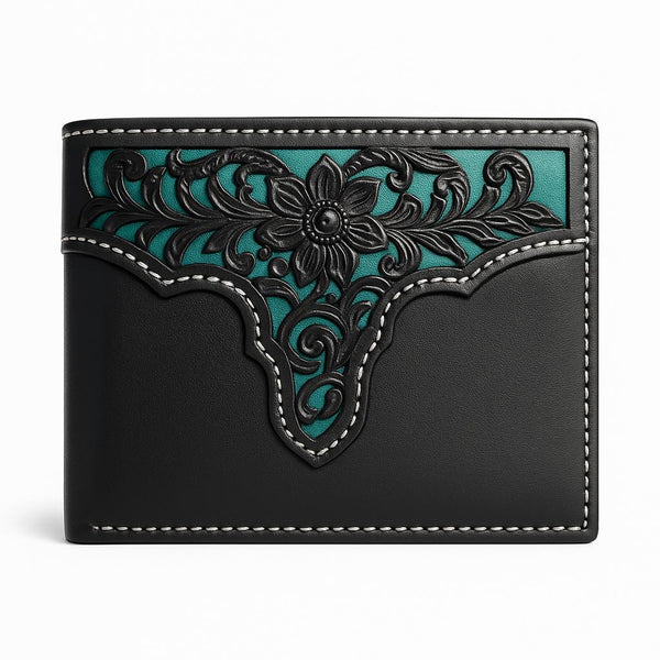 MEN'S WALLET GENUINE LEATHER BIFOLD WESTERN STYLE WALLET NEW