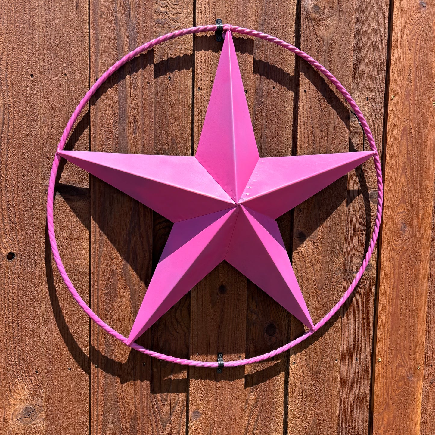 PINK STAR BARN METAL LONE STAR TWISTED ROPE RING WESTERN HOME DECOR HANDMADE 12",24",36"