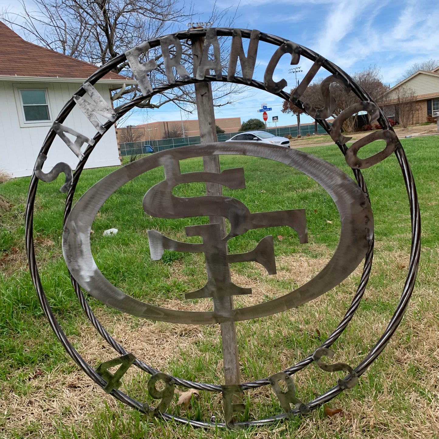 36" SAN FRANCISCO 49ERS CUSTOM RAW METAL VINTAGE CRAFT TEAM SIGN HAND MADE IN USA