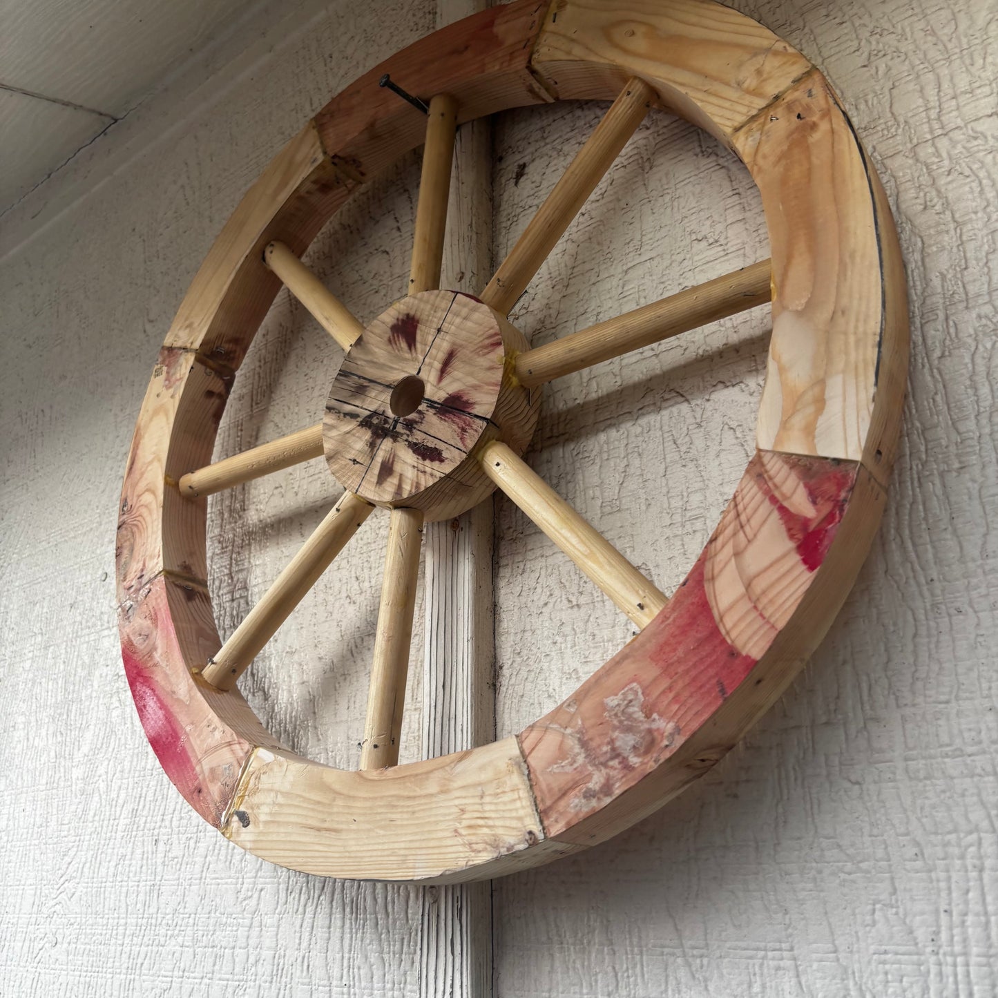 DECORATIVE WAGON WHEEL WOOD WALL ART WESTERN HOME DECOR HANDMADE TEXAS USA