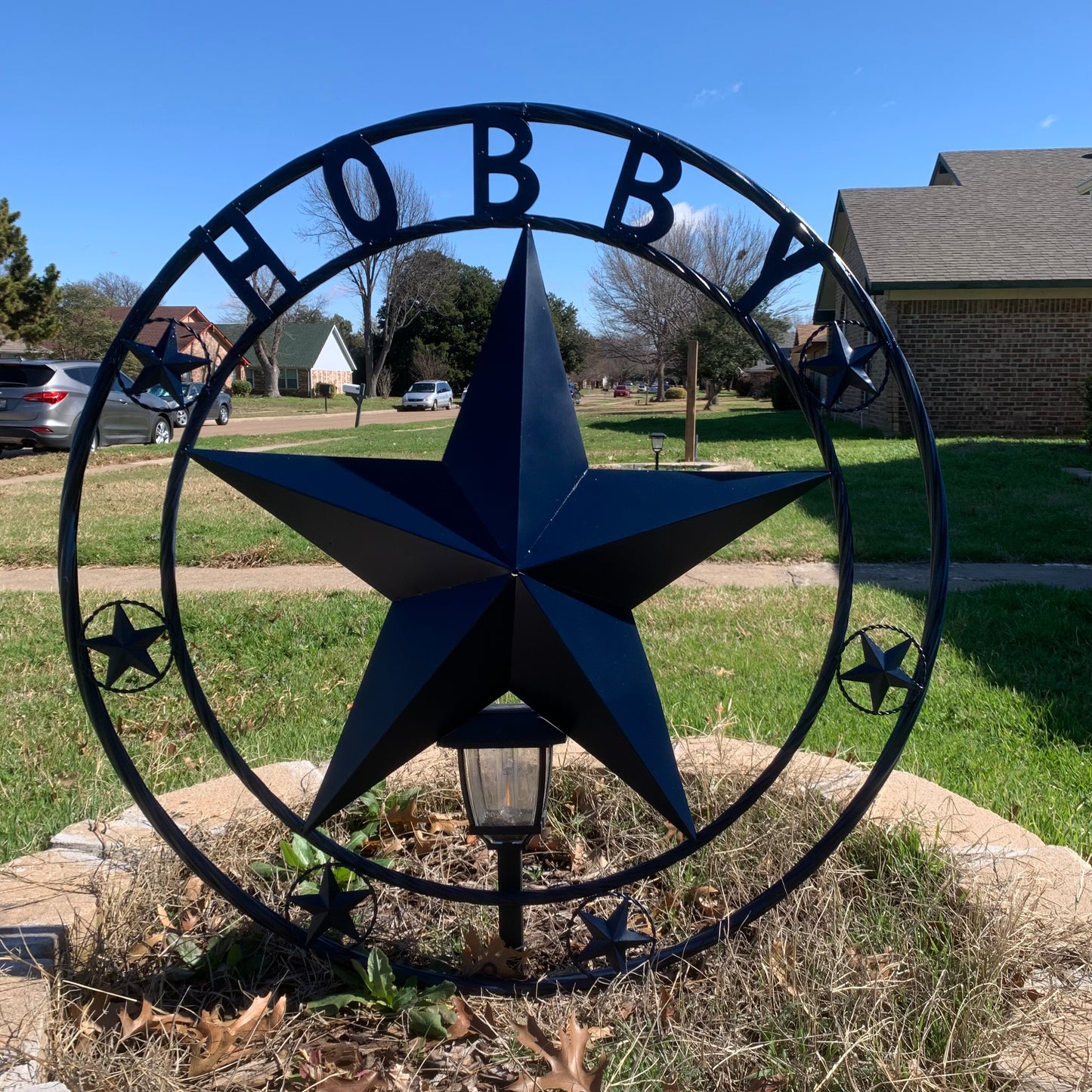 HOBBY STYLE CUSTOM NAME STAR BARN METAL STAR 3d TWISTED ROPE RING WESTERN HOME DECOR RUSTIC NAVY BLUE HANDMADE 24",32",36",50"