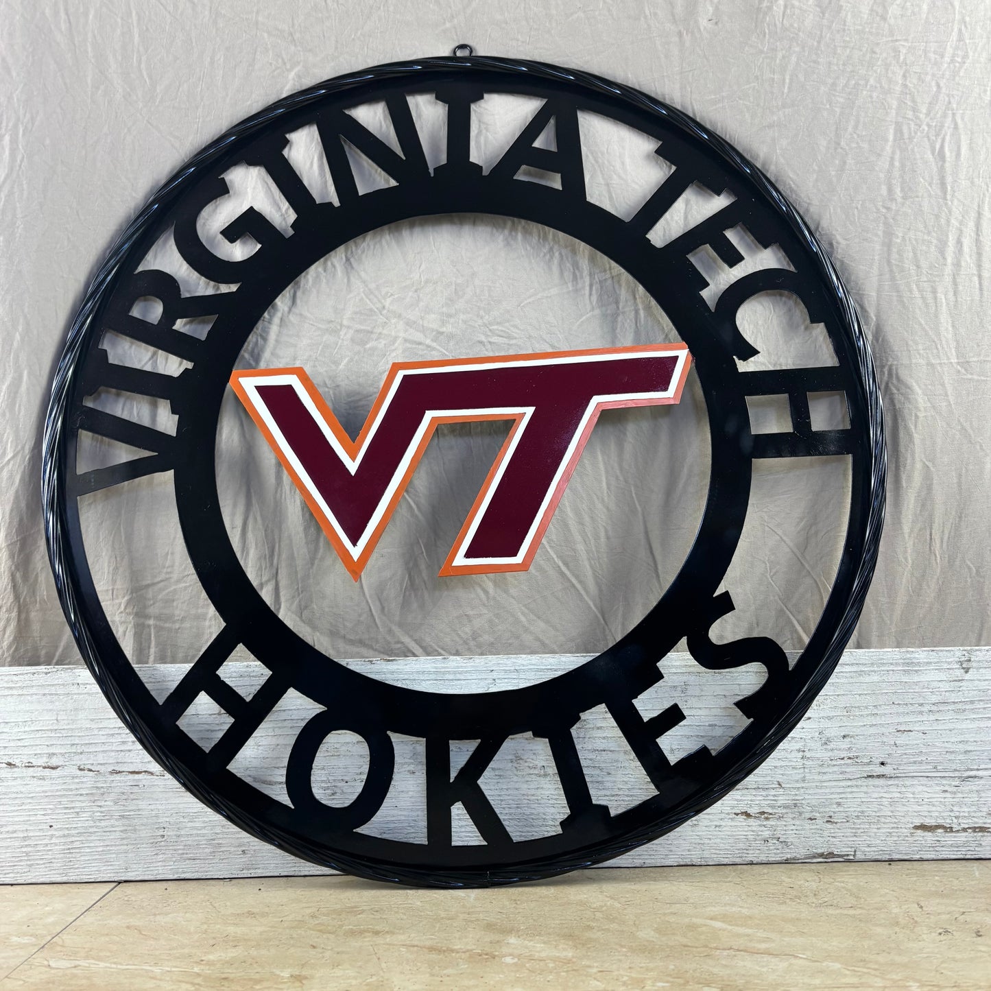 VIRGINIA TECH CUSTOM MAROON WHITE ORANGE METAL VINTAGE CRAFT SIGN TEAM HANDMADE TO ORDER