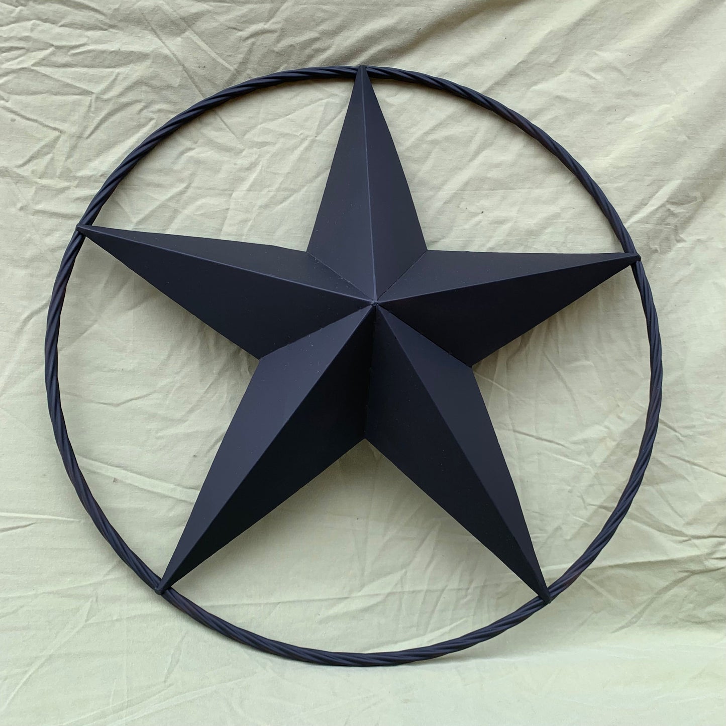 RUSTIC BLACK BARN STAR 3d TWISTED ROPE RING WESTERN HOME DECOR HANDMADE NEW 3" TO 72"-#EH10608