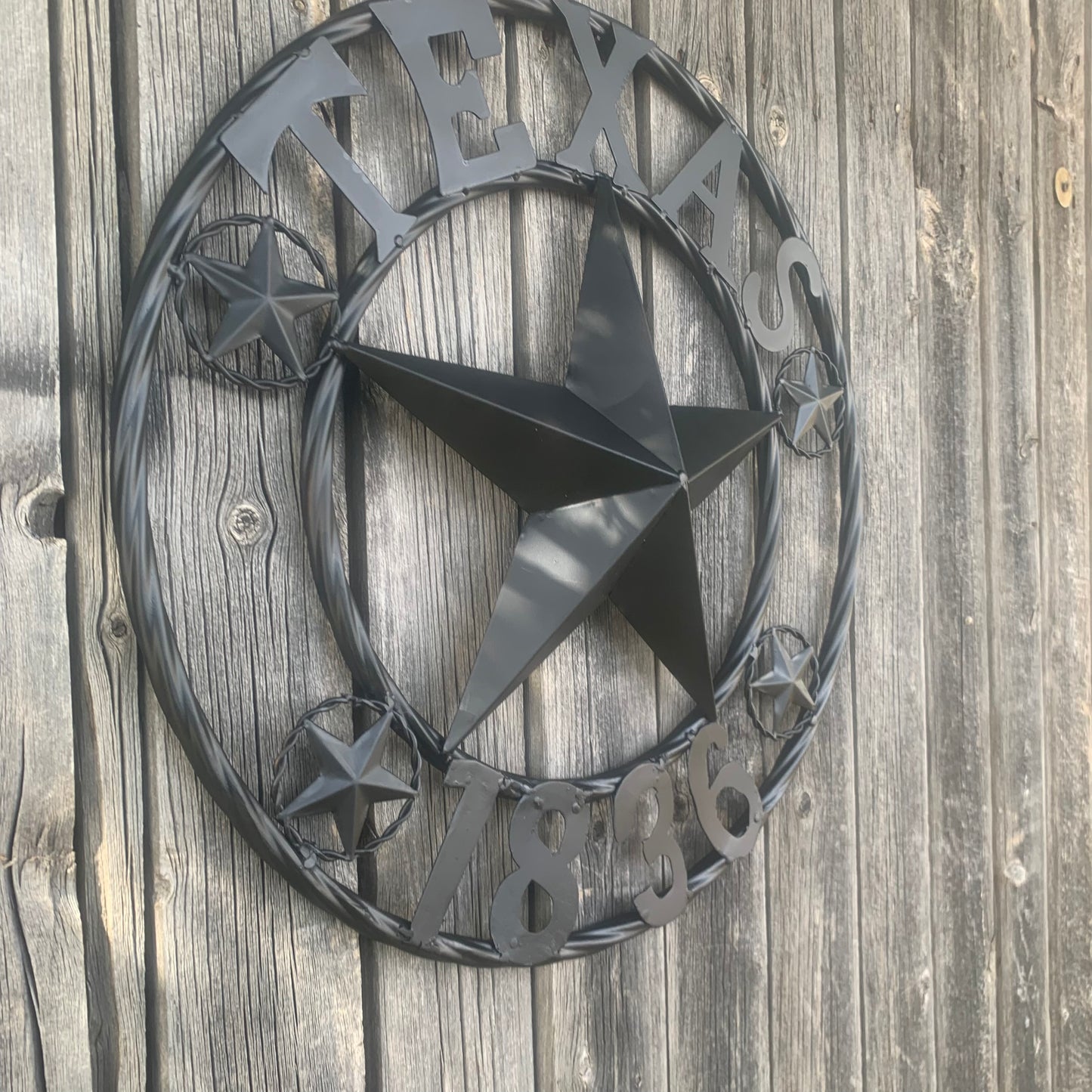TEXAS 1836 BLACK BARN STAR METAL LONESTAR WESTERN HOME DECOR HANDMADE NEW 16",24",36",50"
