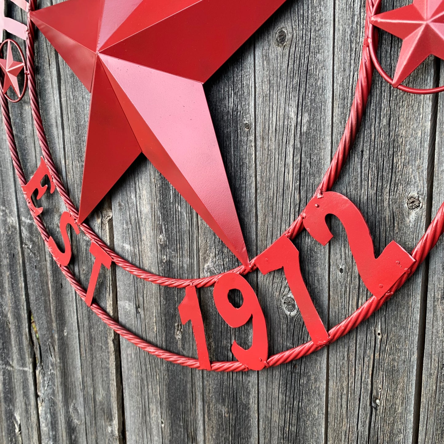 NEGRI FAMILY STYLE YOUR CUSTOM NAME STAR BARN STAR METAL LONE STAR WESTERN HOME DECOR RUSTIC BURGUNDY RED HANDMADE 24",32",36",50"