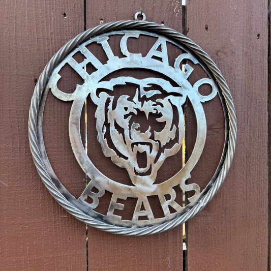 CHICAGO BEARS CUSTOM RAW METAL VINTAGE CRAFT SIGN TEAM HANDMADE STYLE# 3
