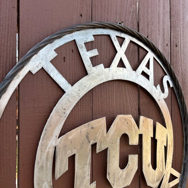 TCU TEXAS CHRISTIAN CUSTOM RAW METAL VINTAGE CRAFT TEAM SIGN UNPAINTED HANDMADE