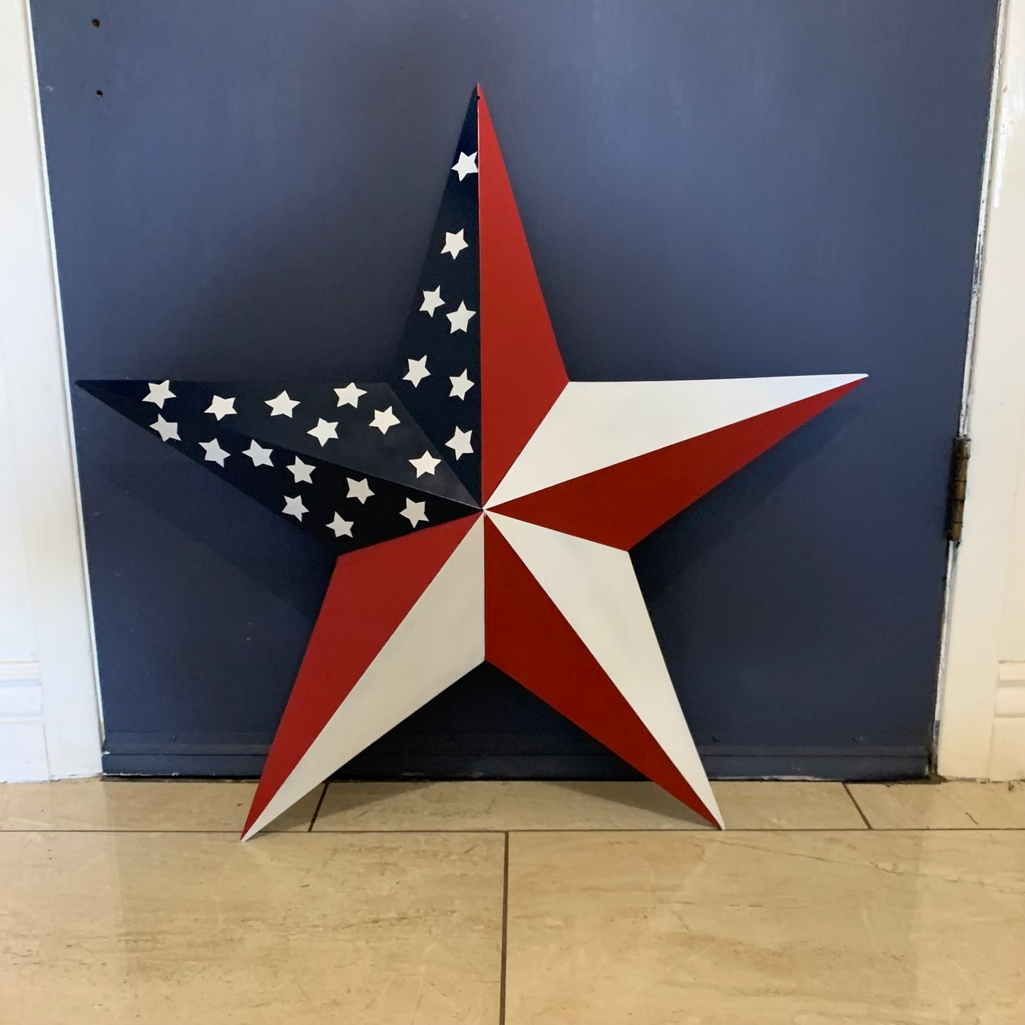 USA FLAG STAR STYLE# 5 RED WHITE & BLUE AMERICANA METAL BARN STAR WALL ART HANDMADE TO ORDER NEW #EH13380