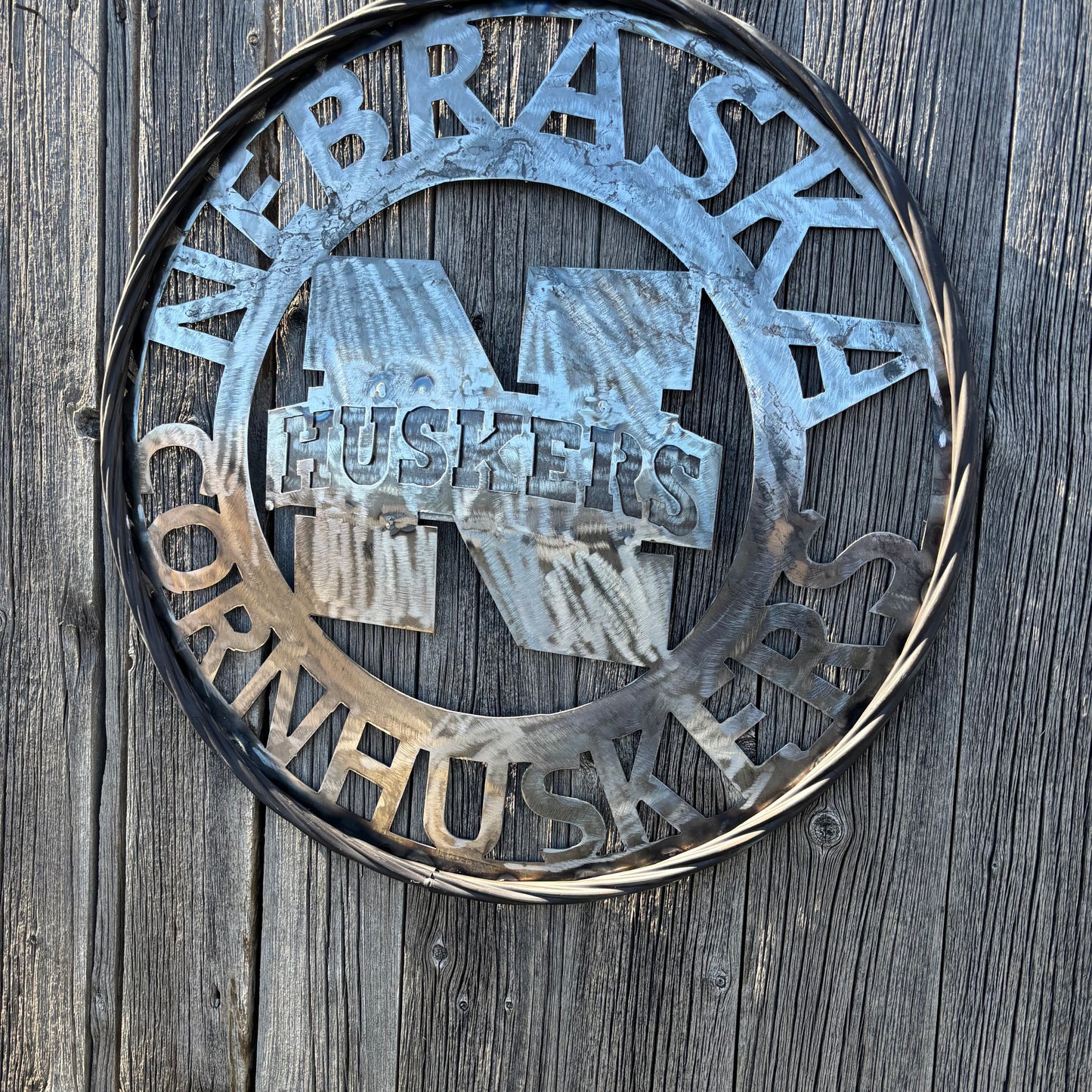12", 18", 24", 32" NEBRASKA HUSKERS RAW METAL CUSTOM VINTAGE CRAFT TEAM SIGN