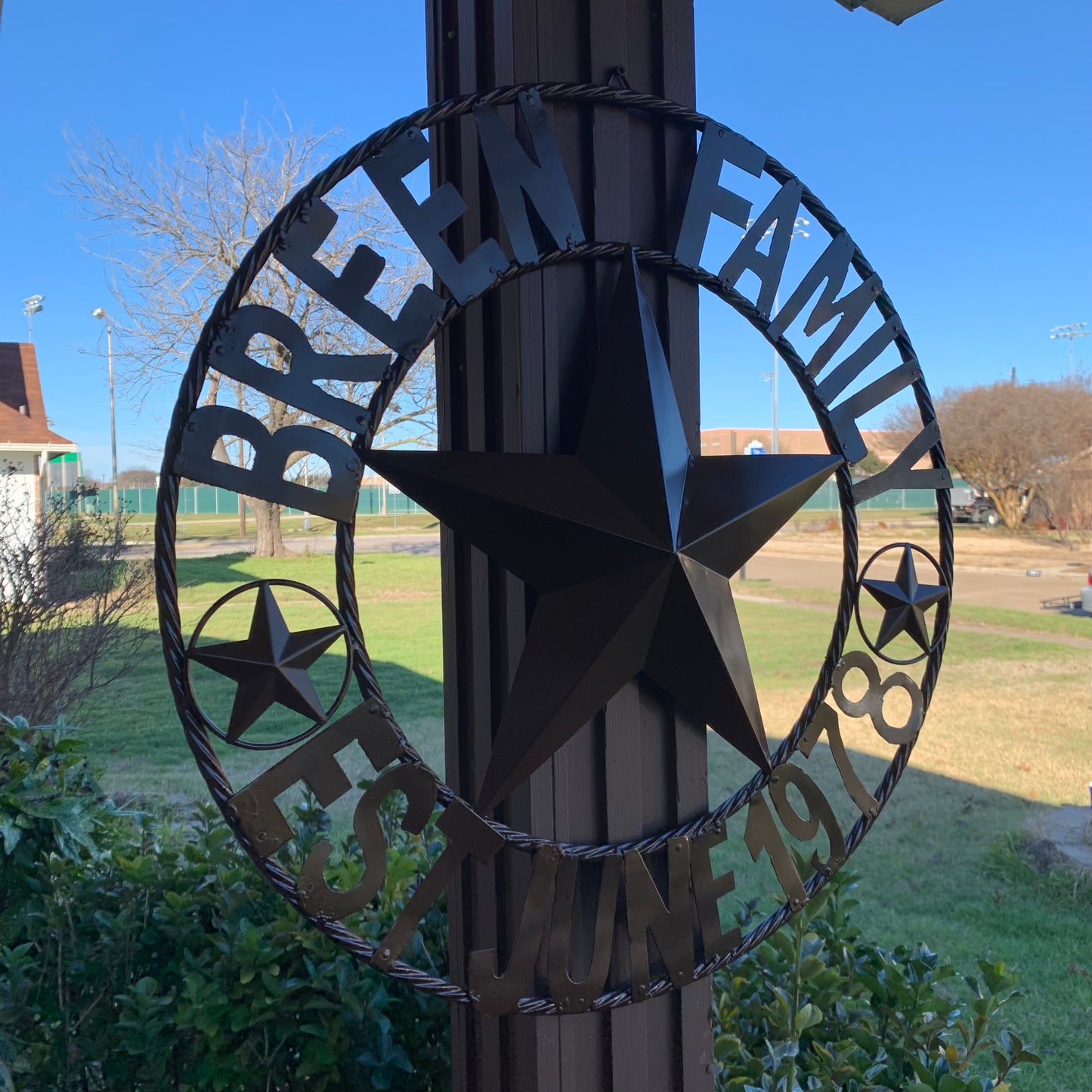 BREEN FAMILY STYLE CUSTOM NAME STAR BARN METAL STAR 3d TWISTED ROPE RING WESTERN HOME DECOR RUSTIC BROWN HANDMADE 24",32",36",50"