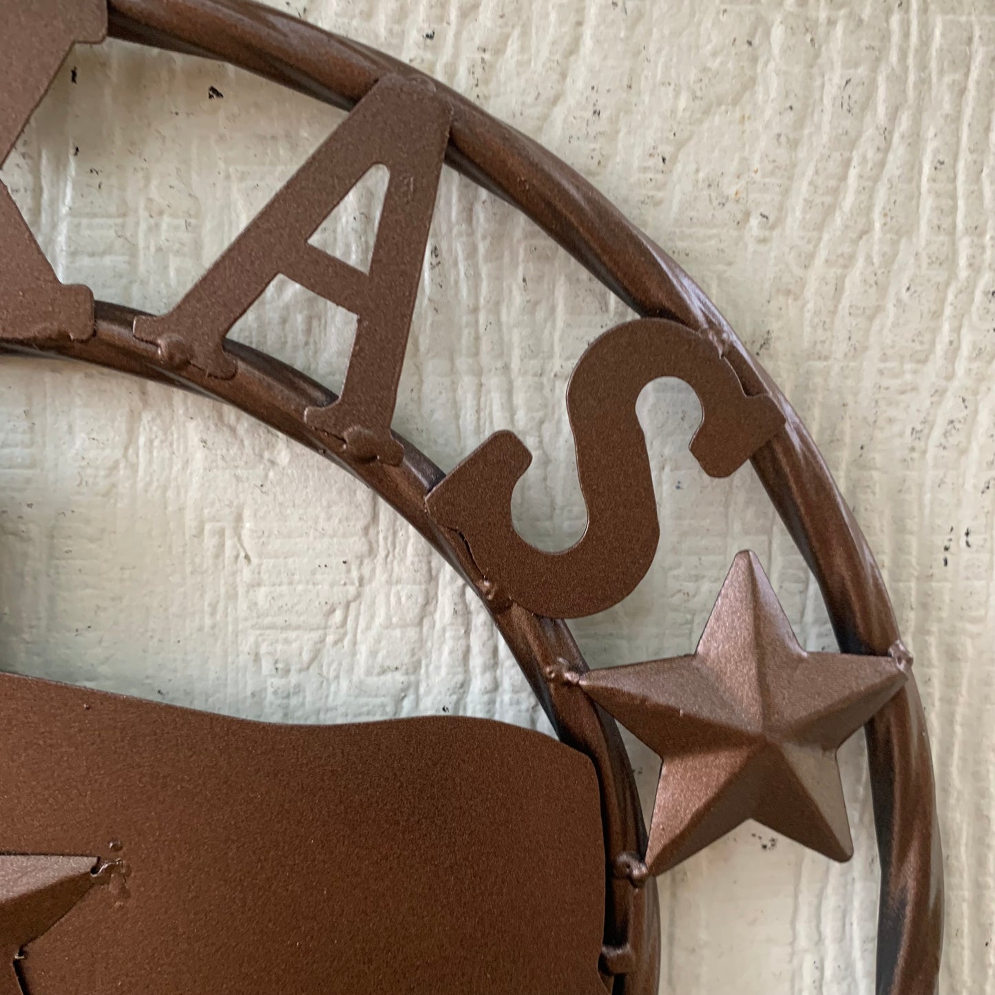 12" STATE OF TEXAS MAP RUSTIC BRONZE TWISTED RING METAL SIGN WESTERN HOME DECOR HANDMADE NEW