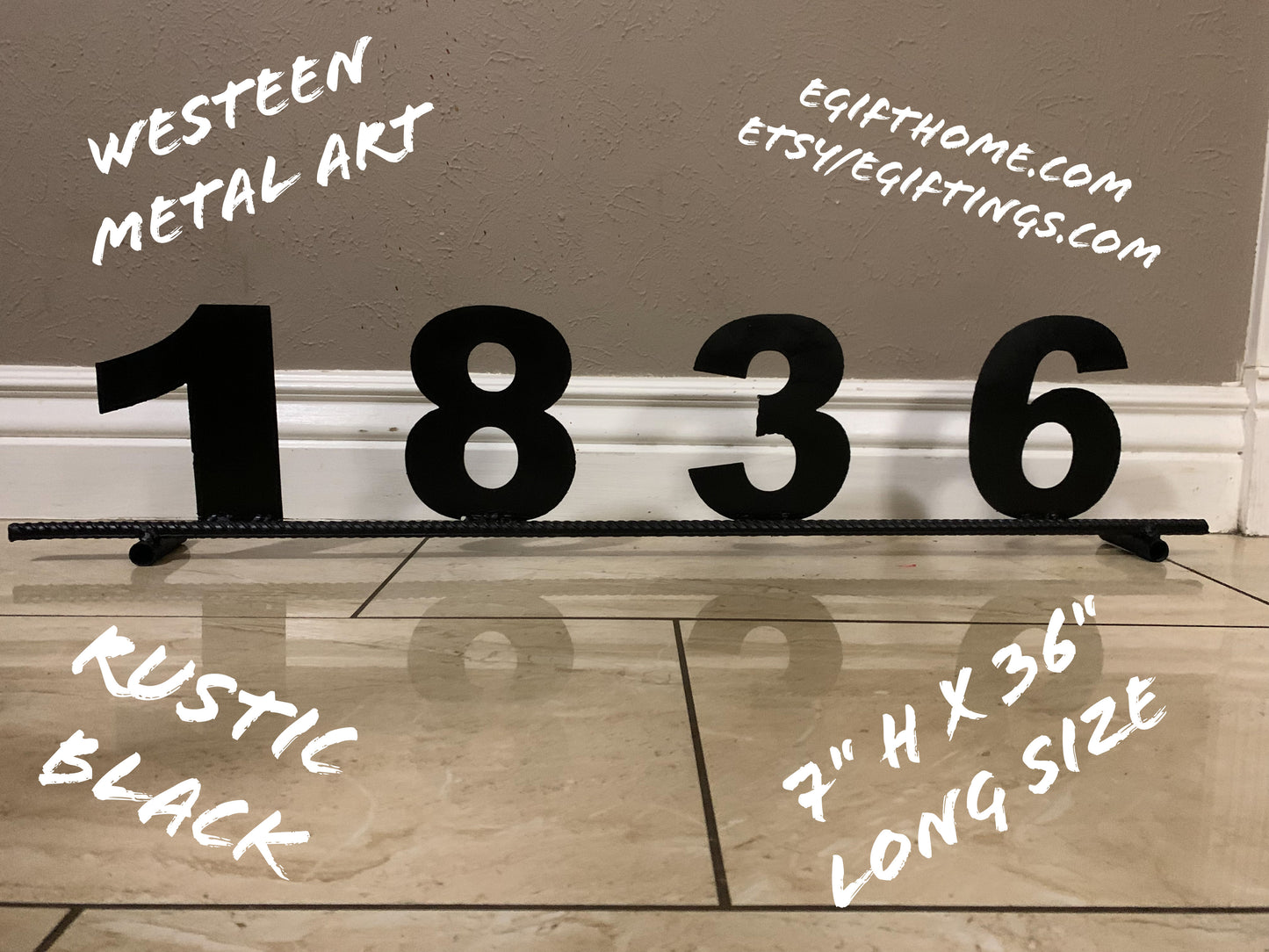 7"H X 36" LONG YOUR CUSTOM NUMBER METAL BARN METAL SIGN WESTERN HOME DECOR
