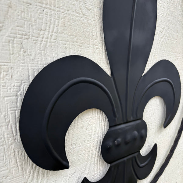 FLEUR DE LIS BLACK FLAT METAL WALL ART SIGN WESTERN HOME DECOR HANDMADE NEW 12",18",24",32"