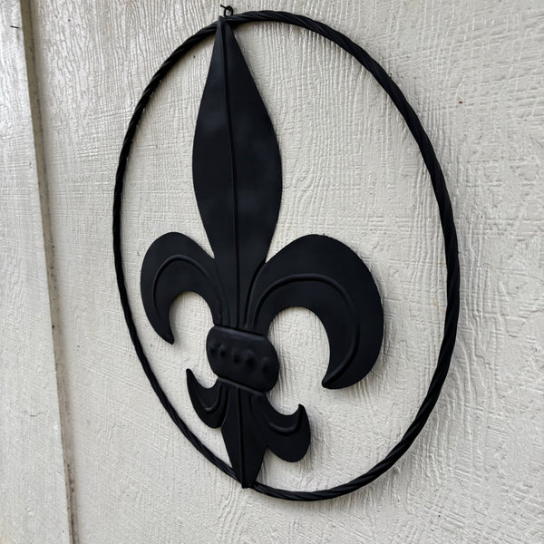 FLEUR DE LIS BLACK FLAT METAL WALL ART SIGN WESTERN HOME DECOR HANDMADE NEW 12",18",24",32"