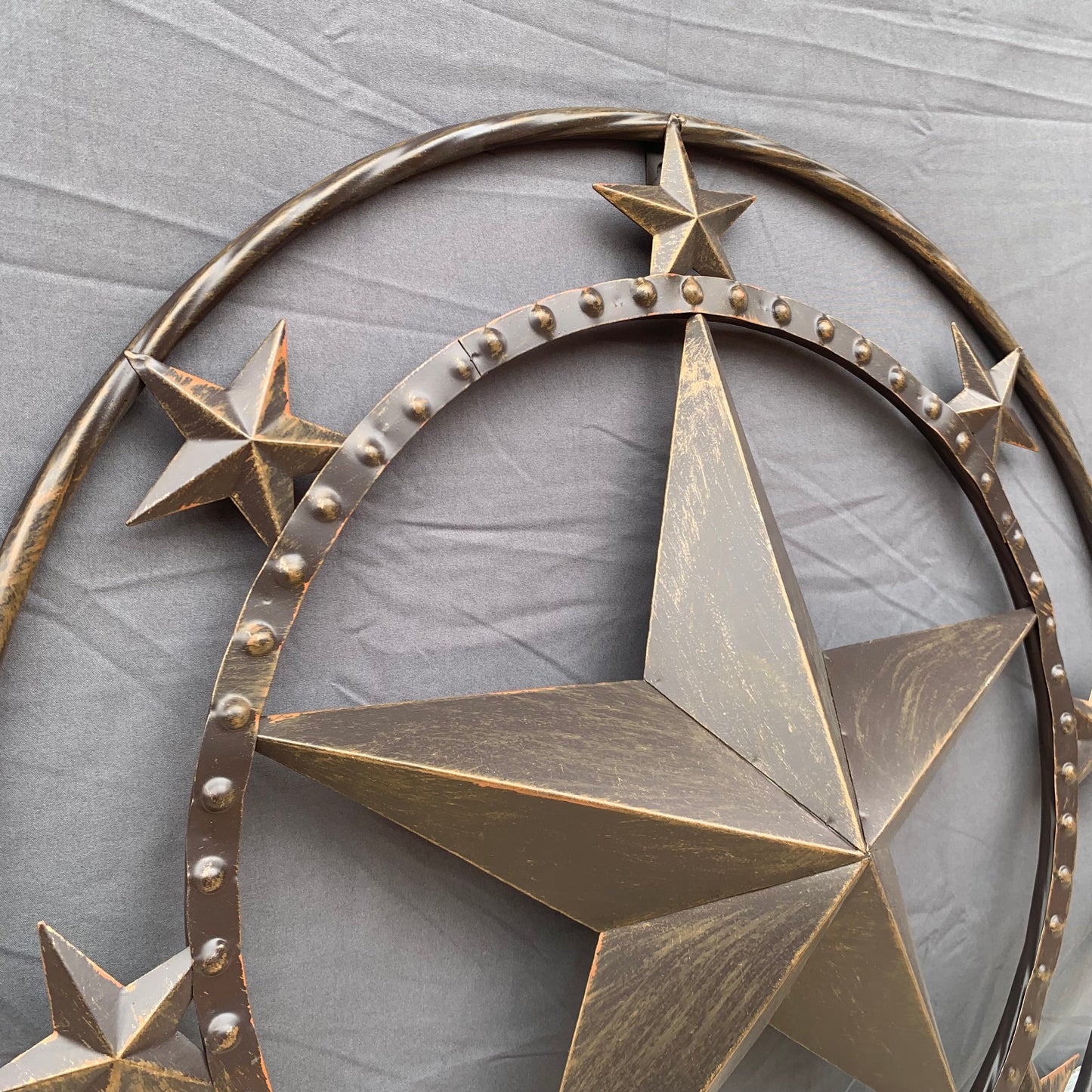 24" MULTI STAR BEADED COLIBROX BARN STAR METAL LONESTAR WESTERN HOME DECOR HANDMADE RUSTIC DARK BRONZE NEW