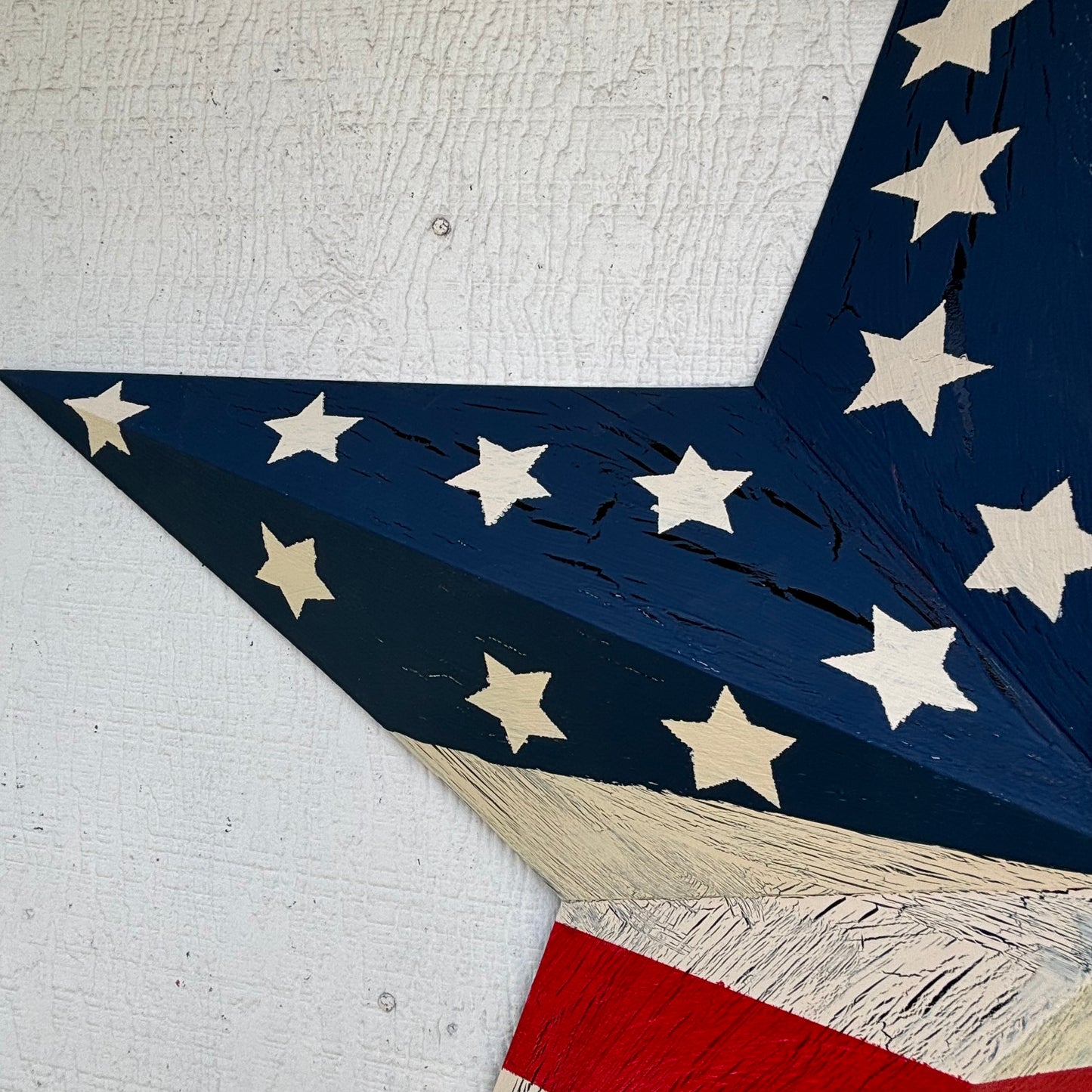 USA FLAG STAR CRACKLE RED IVORY NAVY BLUE METAL BARN STAR METAL WALL ART WESTERN HOME DECOR HANDMADE NEW