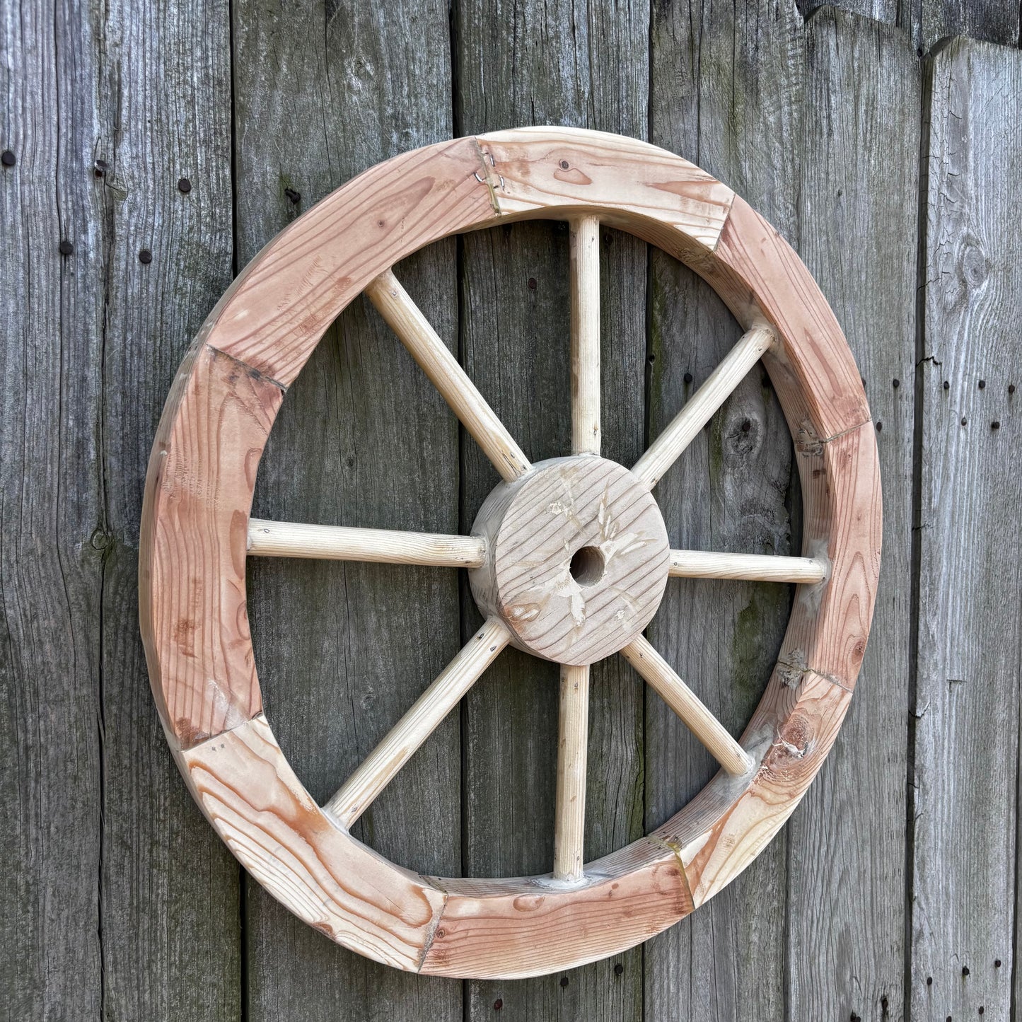 DECORATIVE WAGON WHEEL WOOD WALL ART WESTERN HOME DECOR HANDMADE TEXAS USA