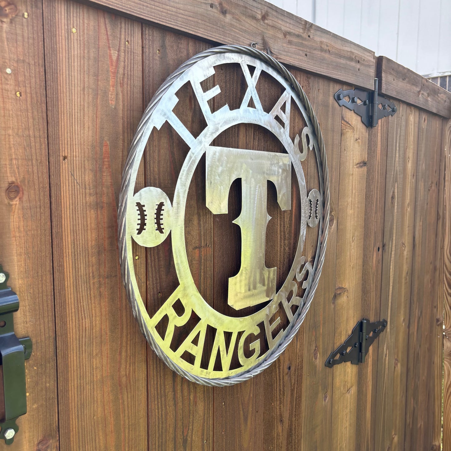 TEXAS RANGERS CUSTOM RAW METAL VINTAGE CRAFT TEAM SIGN TWISTED ROPE RING HANDMADE