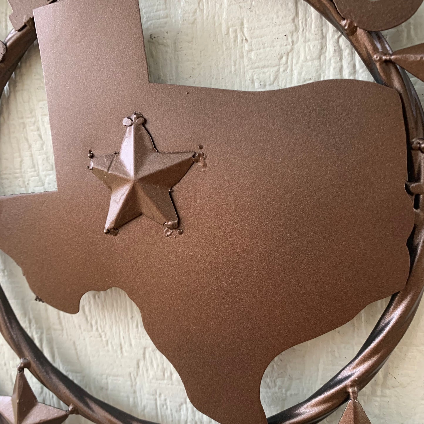 12" STATE OF TEXAS MAP RUSTIC BRONZE TWISTED RING METAL SIGN WESTERN HOME DECOR HANDMADE NEW
