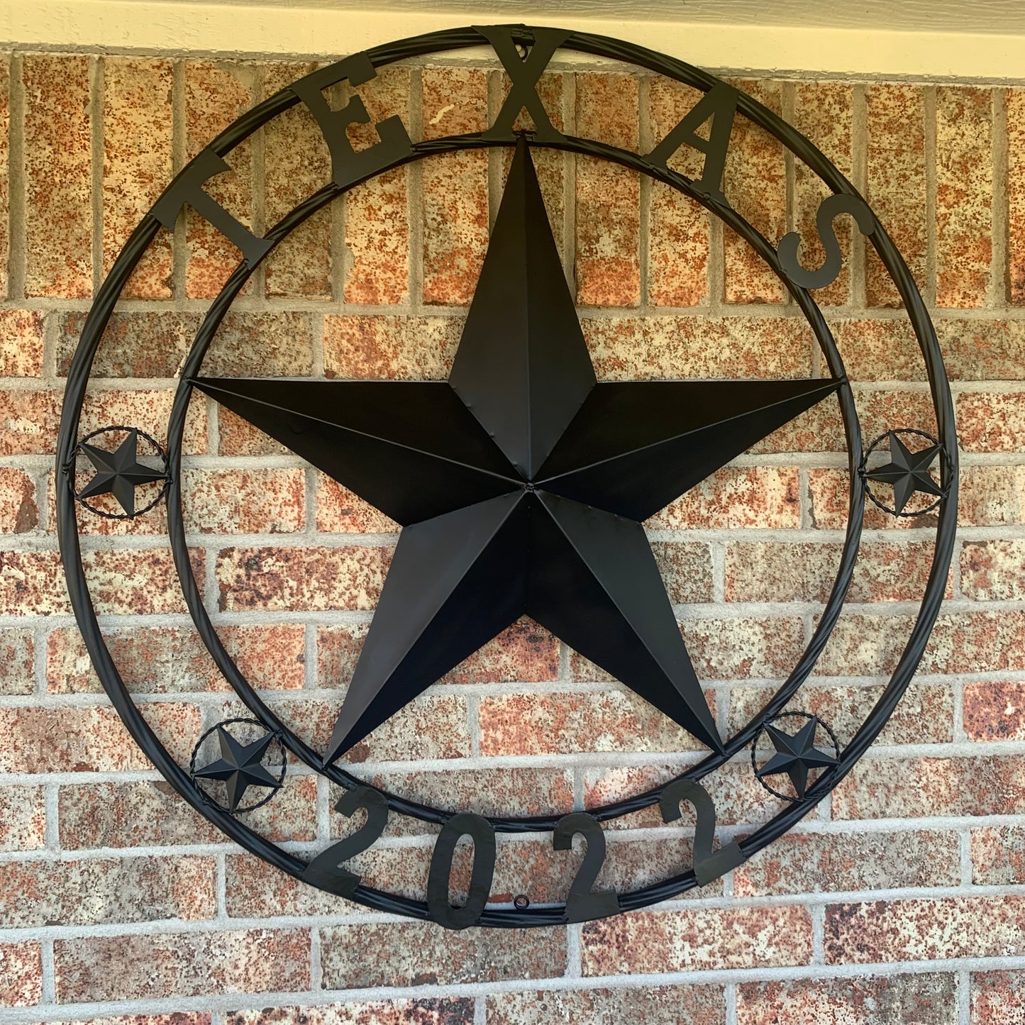 TEXAS 2022 STYLE CUSTOM NAME STAR BARN METAL LONE STAR 3d TWISTED ROPE RING WESTERN HOME DECOR RUSTIC  BLACK HANDMADE 24",32",34",36",40",42",44",46",50"