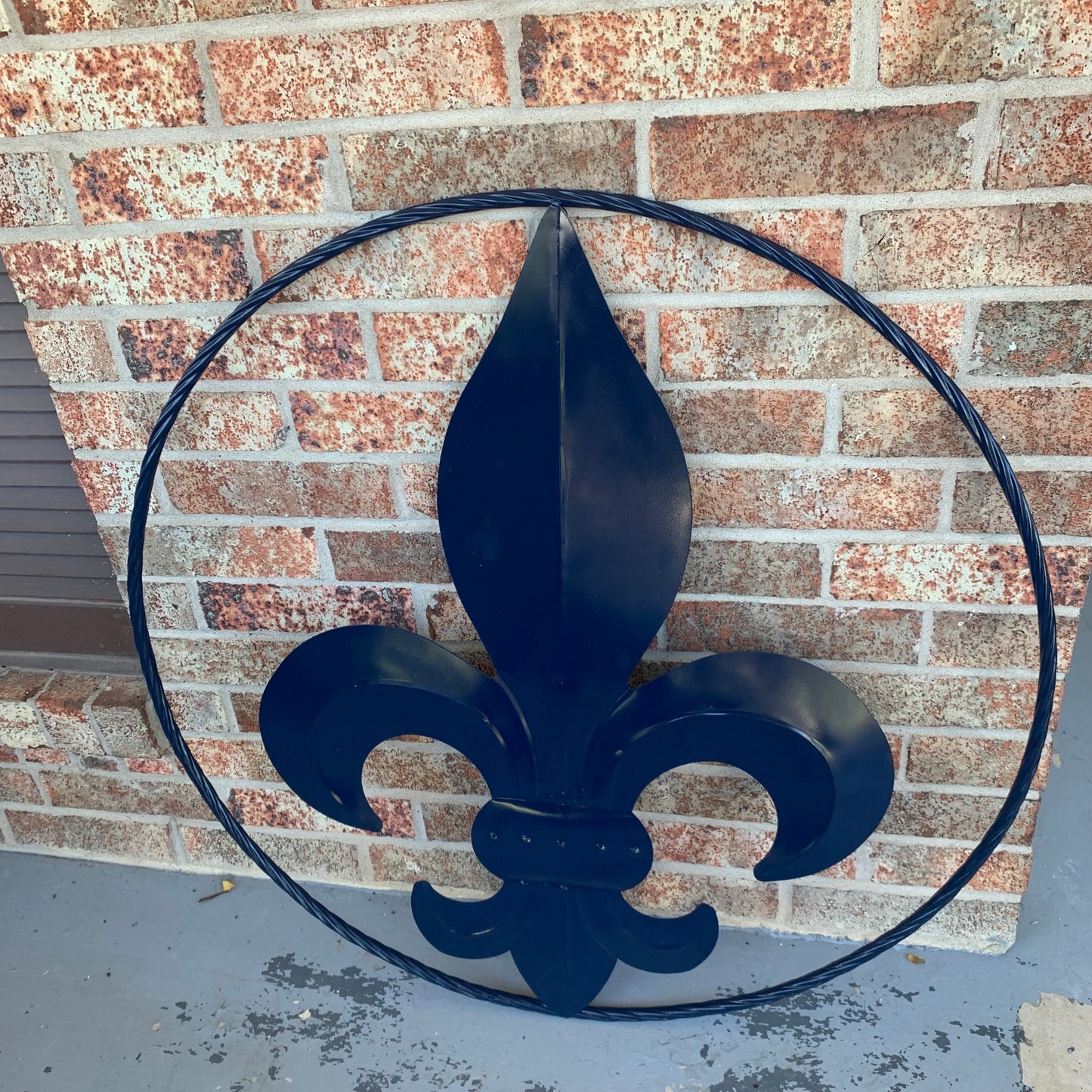 NAVY BLUE 24",36" FLEUR DE LIS METAL WALL ART SIGN WESTERN HOME DECOR HANDMADE NEW #EH10764