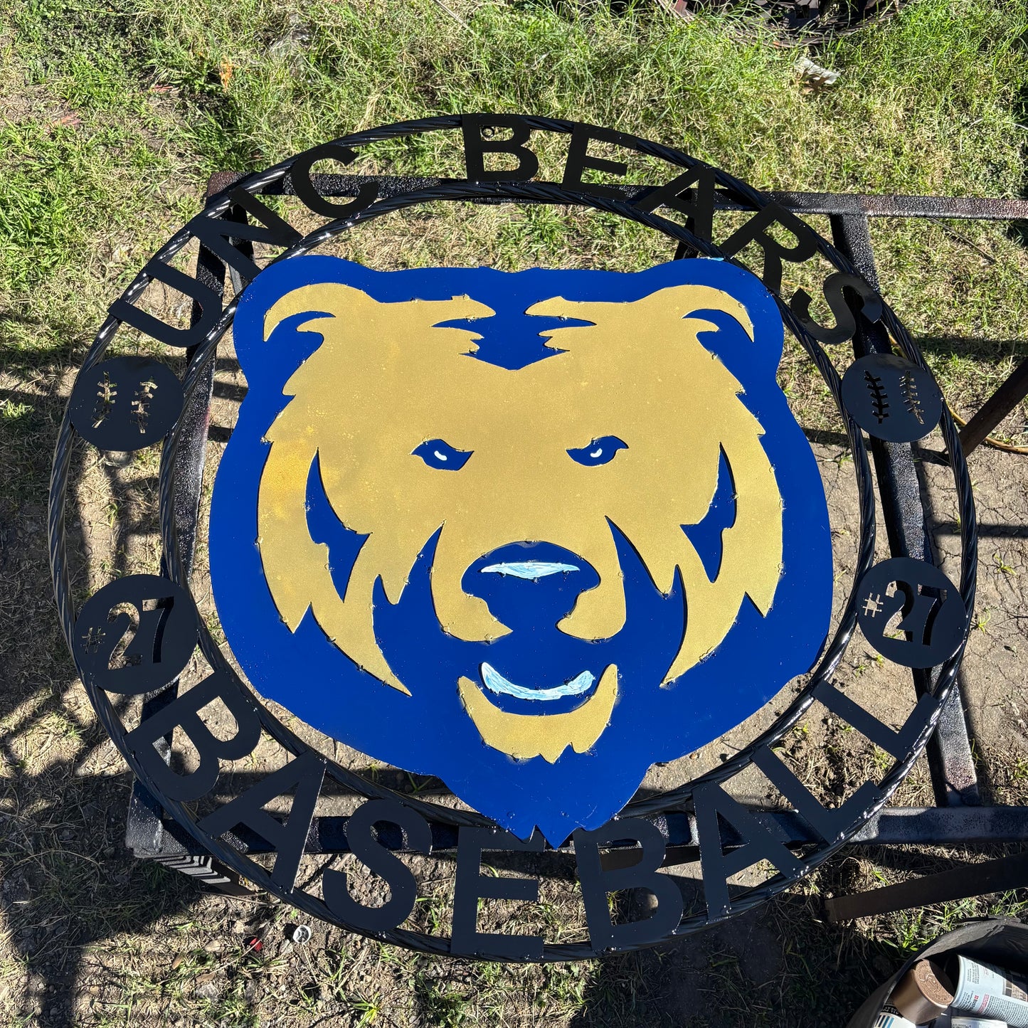 UNC BEARS CUSTOM METAL VINTAGE CRAFT SIGN TEAM BLUE GOLD HANDMADE TO ORDER