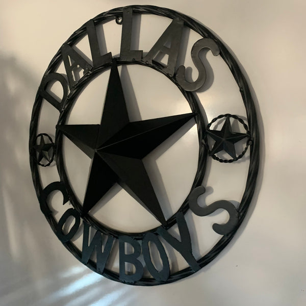 18" DALLAS COWBOYS BLACK STAR CUSTOM METAL VINTAGE LONE STAR WESTERN HOME DECOR HANDMADE