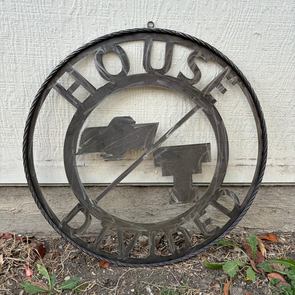 HOUSE DIVIDED OSU & TECH CUSTOM VINTAGE METAL CRAFT WALL ART RUSTIC TEAM SIGN HANDMADE 18",24",32",36