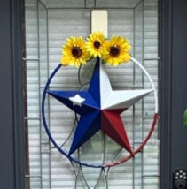 TEXAS FLAG STAR RED WHITE BLUE METAL BARN LONE STAR WESTERN HOME DECOR HANDMADE NEW