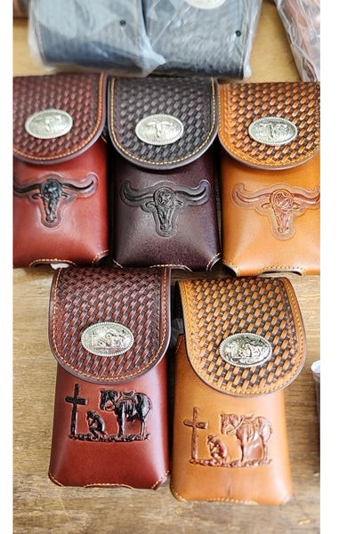 7" LEATHER POUCH EXTRA LARGE  BELT LOOP HOLSTER CELL PHONE CASE UNIVERSAL OVERSIZE MULTI STYLES